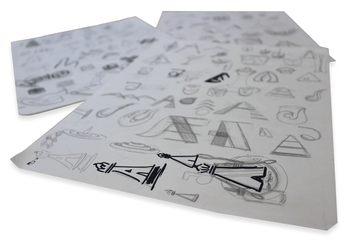 three pages of sketches