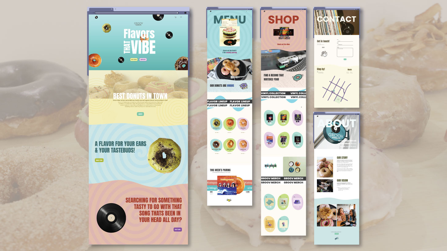 final layout of website over donut image