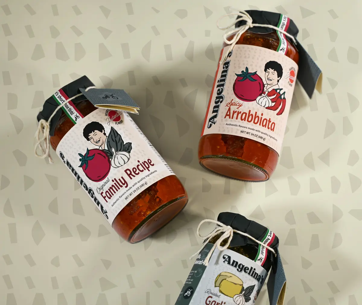 three jars of angelina's sauce